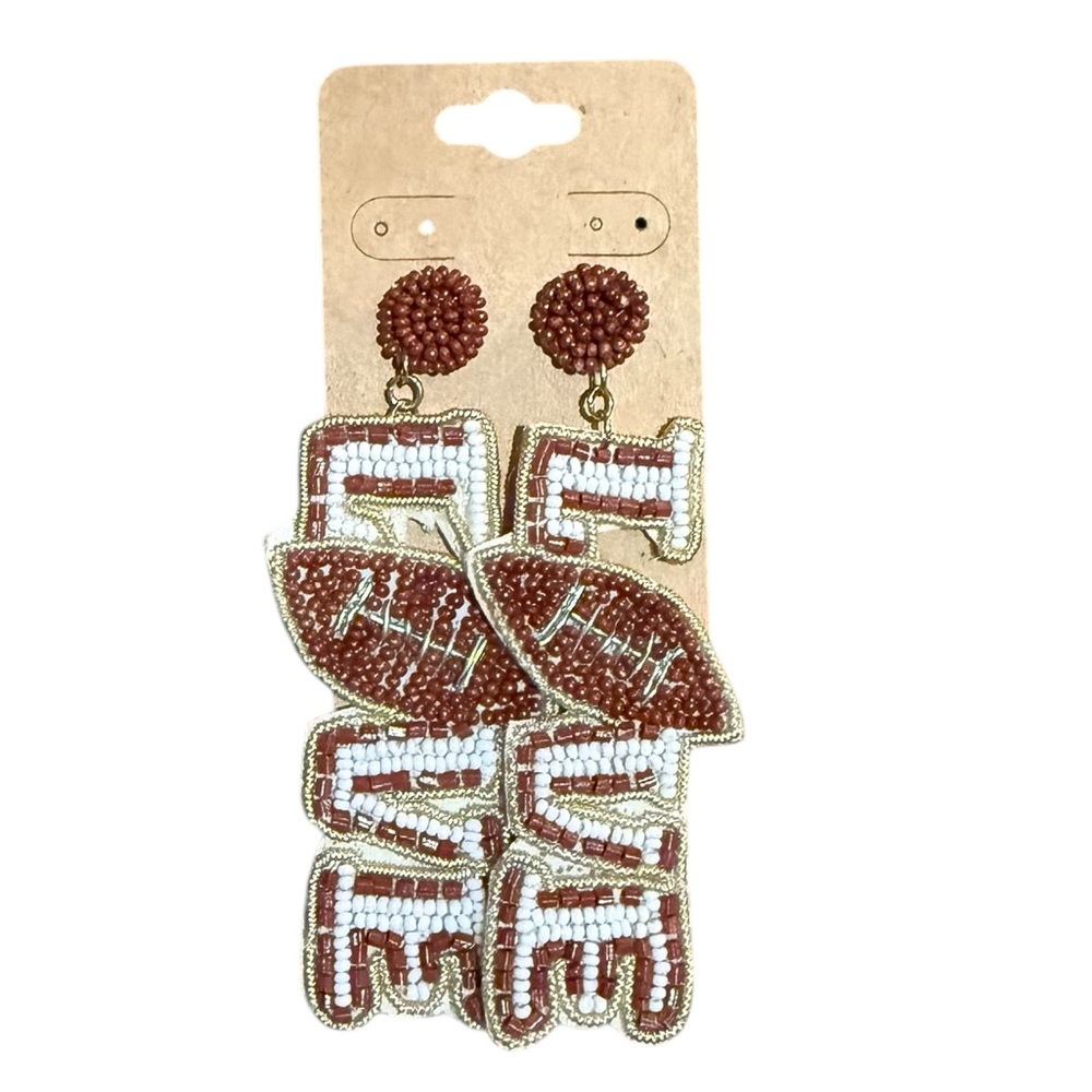 NWOT Beaded Football Earrings